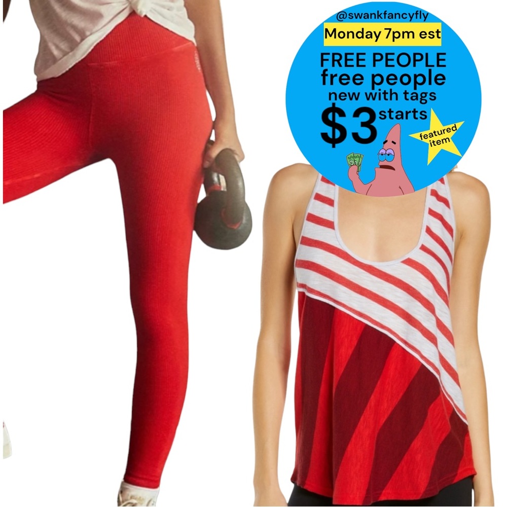 Free People 2 Piece Bundle Happiness Runs Legging & NWT Keep Rolling Tank